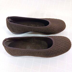 Stuart Weitzman Woven Suede Brown Casual Flats, Size 7M